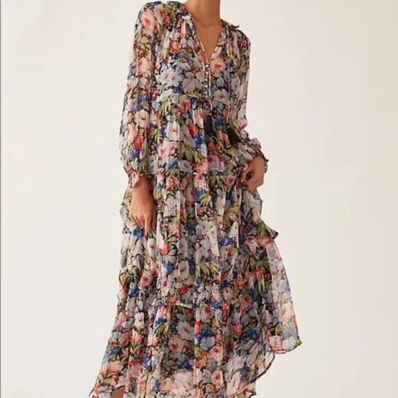 Anthropologie - The Marais Printed Chiffon Maxi Dress - Picture 1 of 7